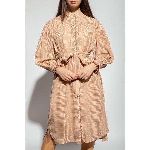 ULLA JOHNSON ‘FIORA’ beige STRIPED DRESS Size 6 - Picture 1 of 12